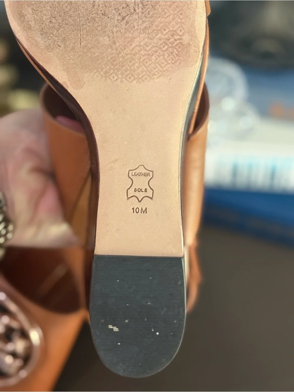 Tory Burch Miller Gold Logo 65mm Leather Wedge Sandals Tan Brown Women’s 10M